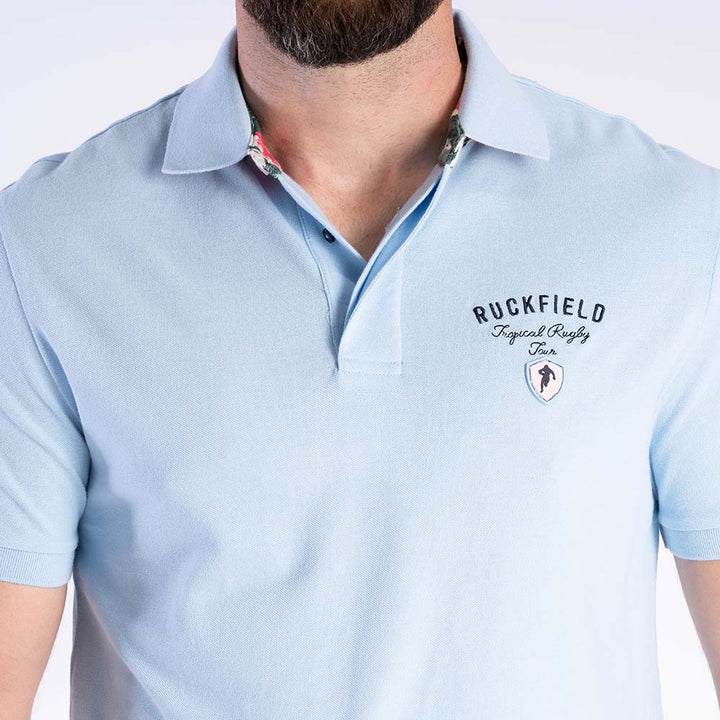 Tropisches Rugby Ruckfield Hellblaues Piqué-Polo