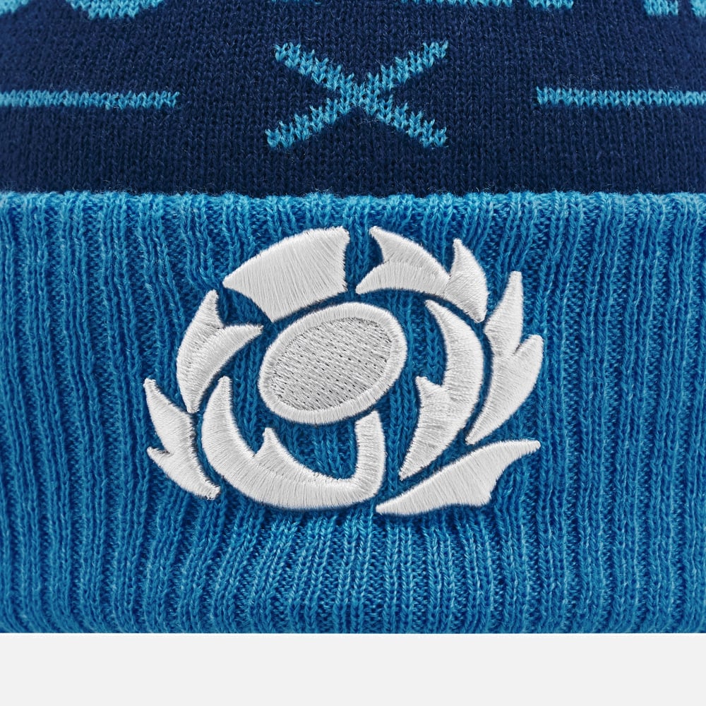 Schottland Rugby 2024/25 Blaue Schottland Pom Pom Beanie