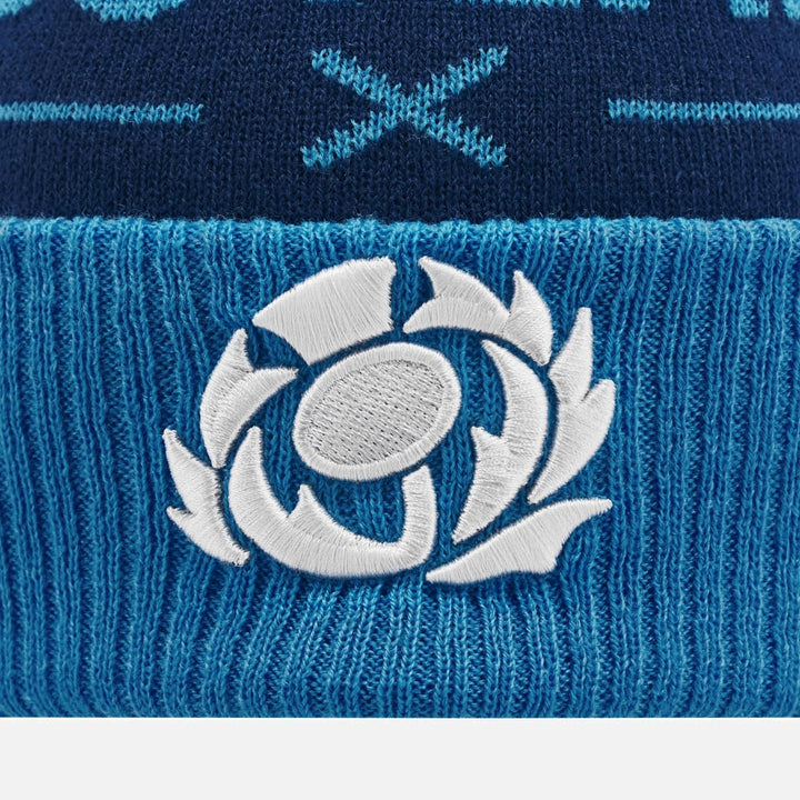 Schottland Rugby 2024/25 Blaue Schottland Pom Pom Beanie
