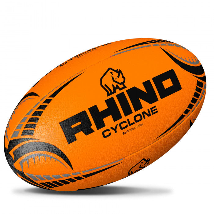 Rhino Cyclone Rugby Ball Fluorescerende Orange størrelse 5